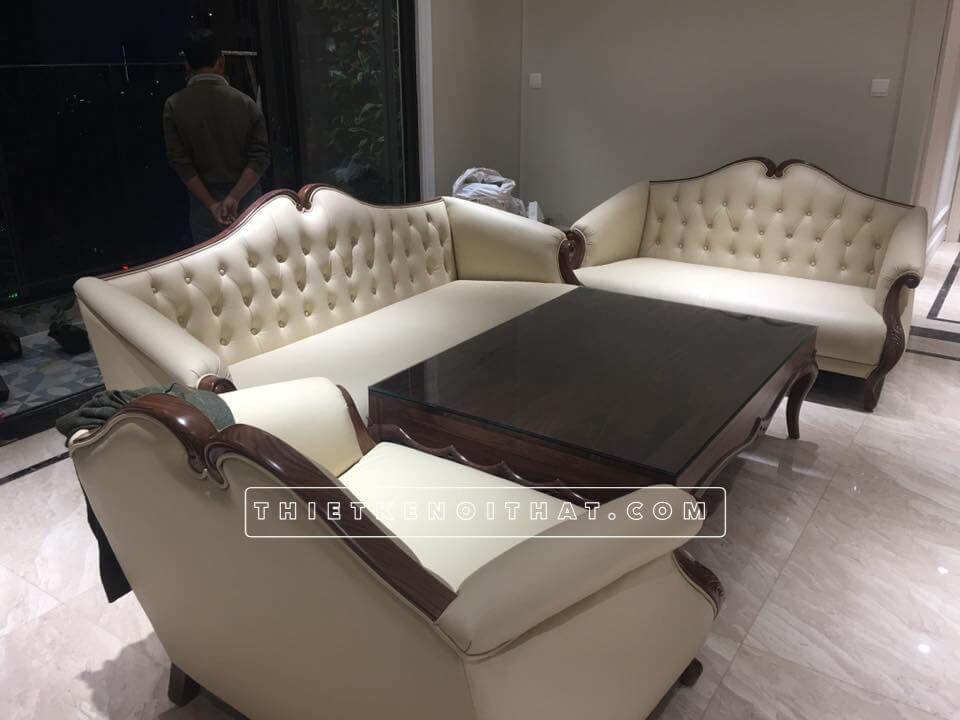 Mẫu sofa gỗ tự nhiên, gỗ óc chó đẹp